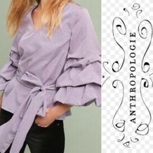 Anthropologie| Sunday in Brooklyn| Gingham Pattern Blouse w/puff sleeve top|Sz M